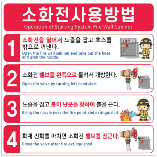 소화전 사용방법 스티커 170x160