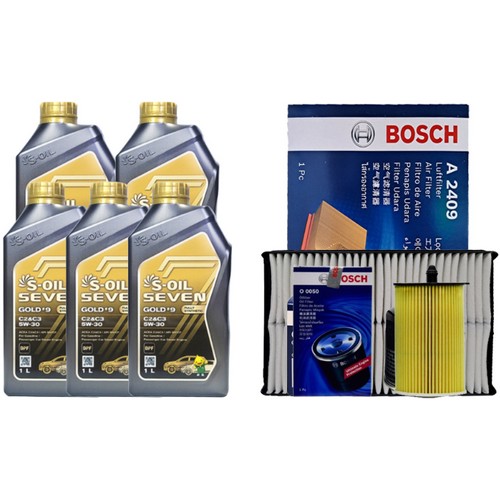 에스오일  세븐 골드 #9 C2&C3 5W30 5L + 보쉬필터 기아 더뉴 K7 VG 2.4 가솔린