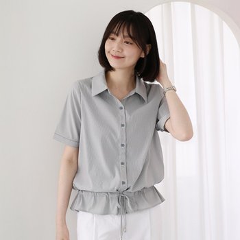 웬디즈갤러리 매직 잔줄 허리끈 셔츠 JSH111