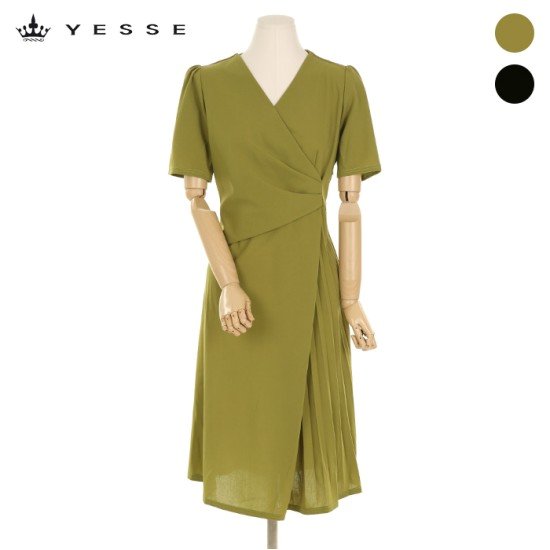 예쎄 V넥 셔링 플리츠 원피스 S3MOP081A