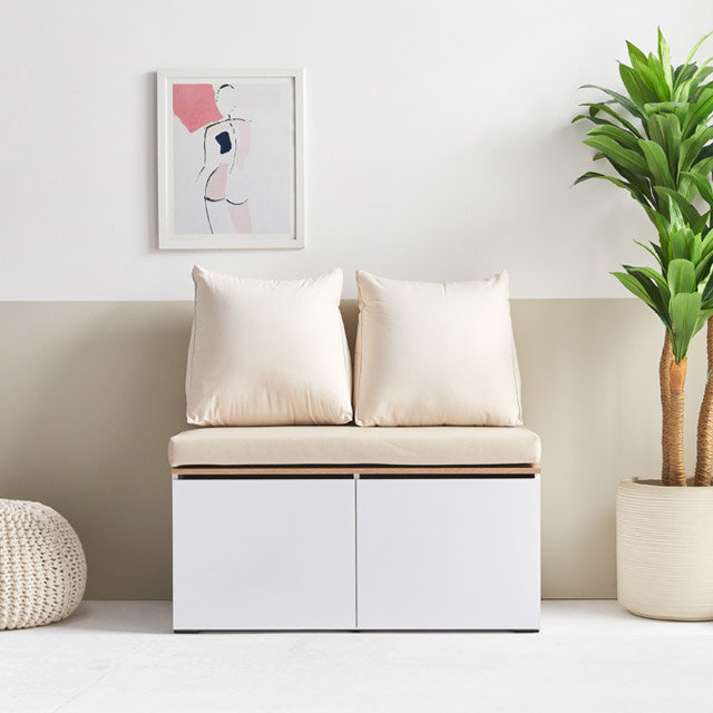 히트가구 수납형 가죽패드 벤치 소파 2인용