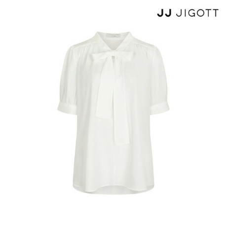 JJ지고트 핀턱 퍼프 타이넥 블라우스 GN6P0BL61