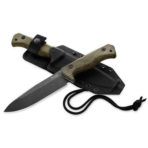 라이온스틸  T6 나이프 블랙 블레이드 CPM-3V 강재 그린 캔버스 미카르타 핸들 T6B3VCVG