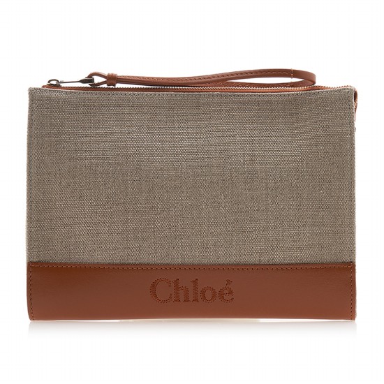 끌로에 여성 센스 로고 카라멜 파우치_CHC23SP869J90 247