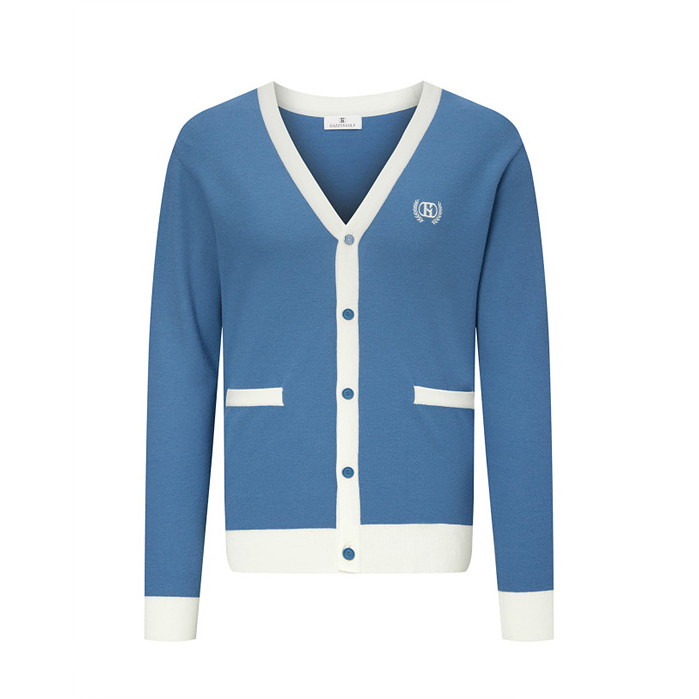 헤지스골프 배색팁 홑겹 니트 가디건 HUSW3A214B3