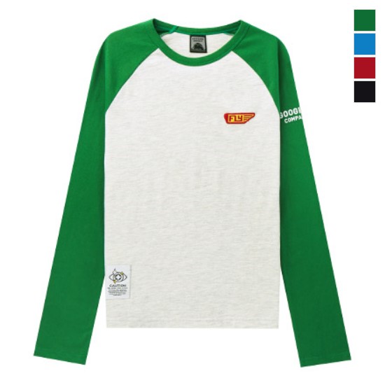 구김스 남녀공용 1130 배색 래글런 긴팔 티셔츠_G13FMRT902
