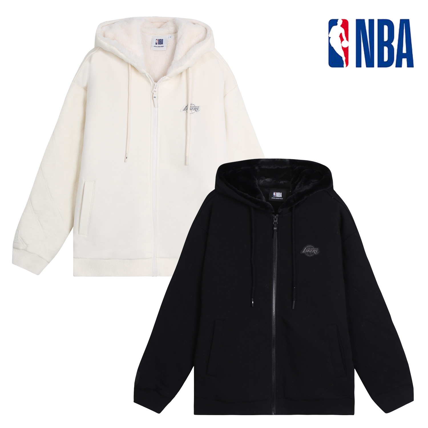NBA 유성점 남녀공용 LA 레이커스 퀼팅 배색 집업 점퍼_N224TJ112P