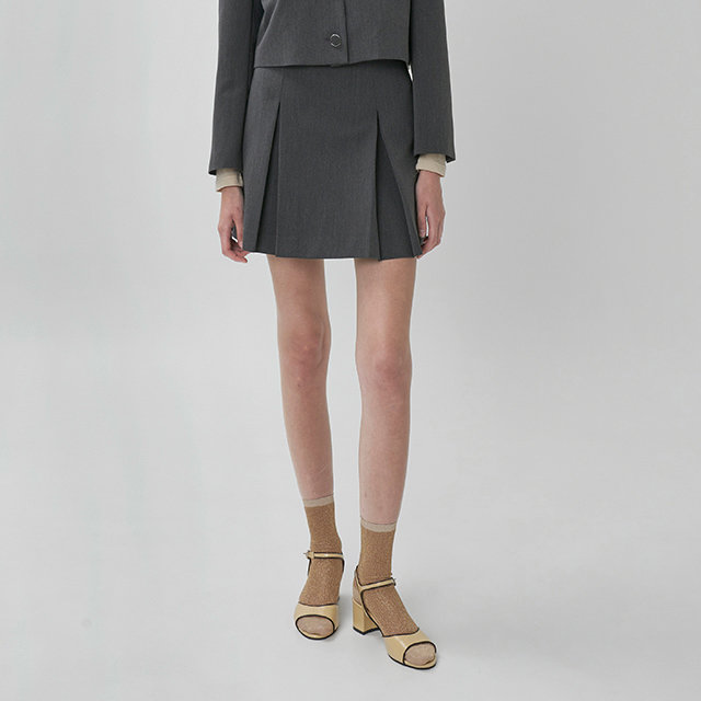 나인 SK-4755 레이 셋업 플리츠 스커트