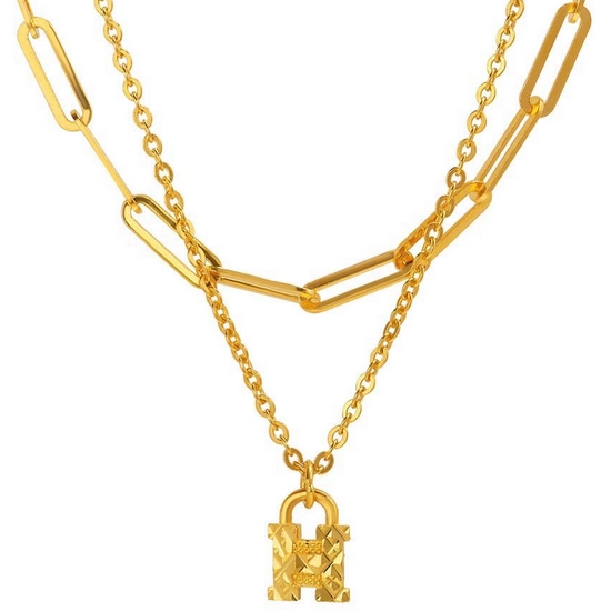 한국금다이아몬드  여자 순금 목걸이 체인 두줄 H 24K 18.75g 18K