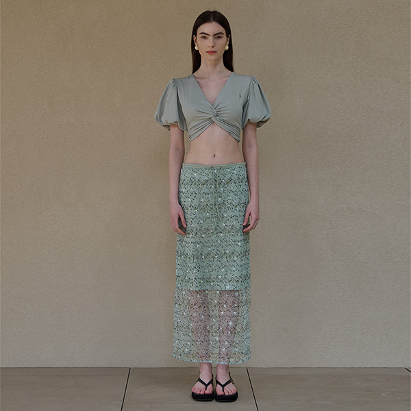 나인 에리얼 시퀸 풀 스커트 SK-4805