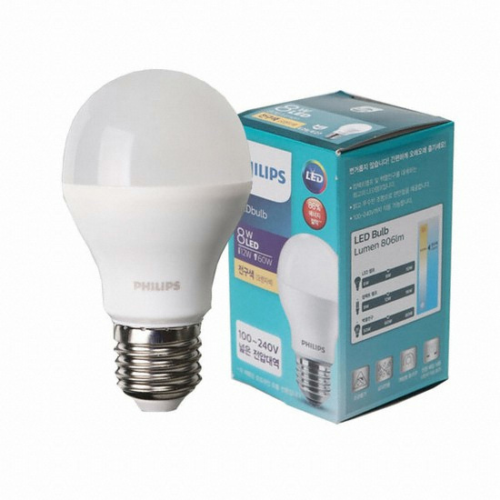 필립스  LED 에센셜 벌브전구 전구색 8W