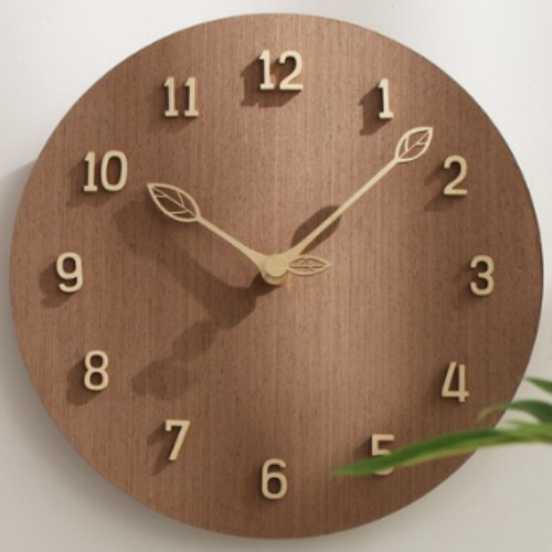 MJK  우드네이처 나뭇잎 무소음 벽시계