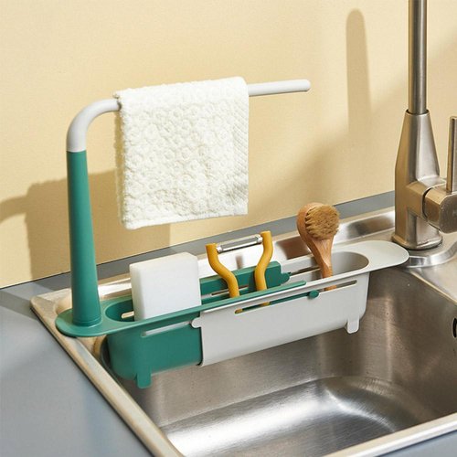 에코벨  길이조절 싱크대 수세미 행주 거치대/수납 선반 걸이