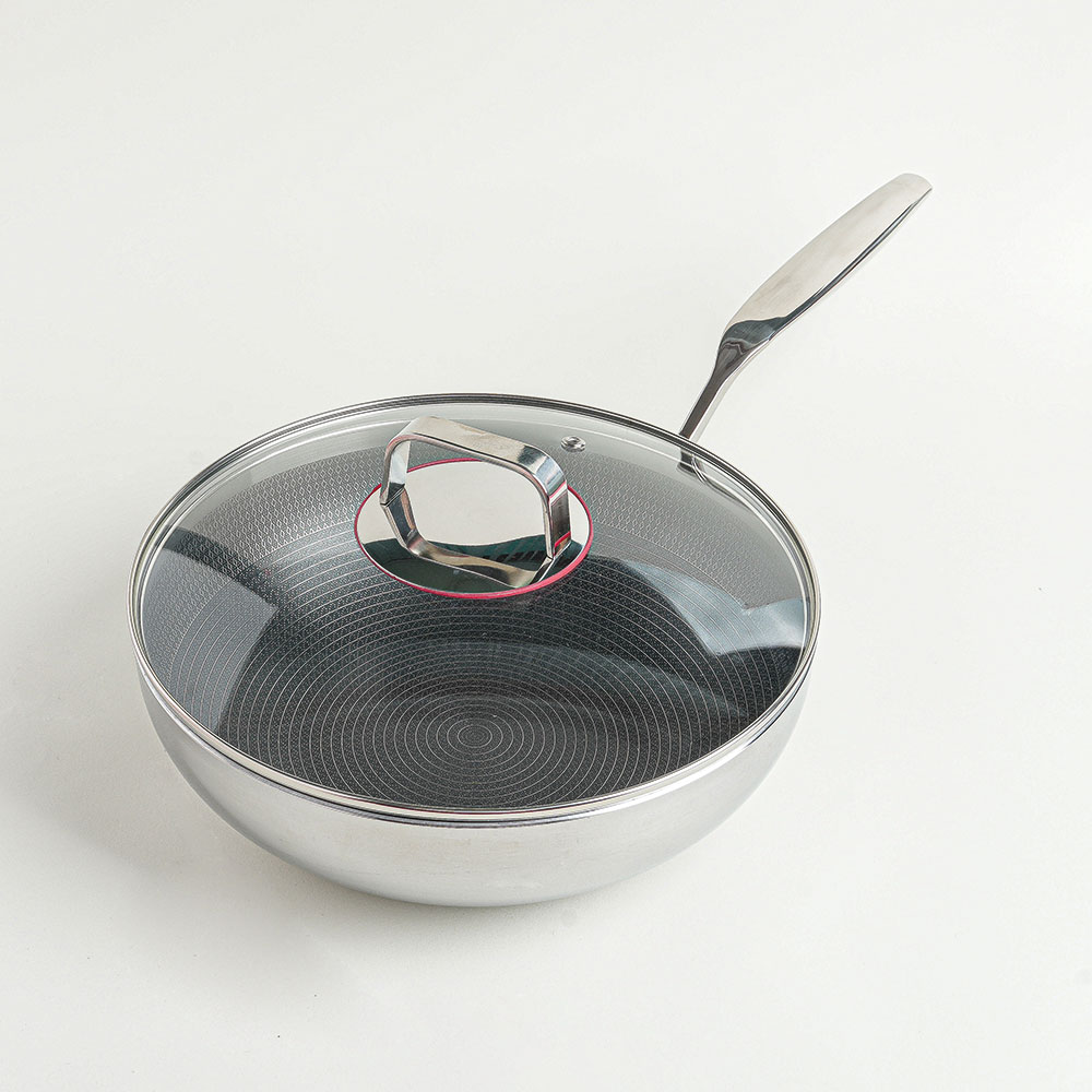 원세라테크 마이쿡 인덕션 스텐 코팅 궁중팬 28cm 궁중팬 + 유리뚜껑 통3중 올스덴 FDA 승인제품