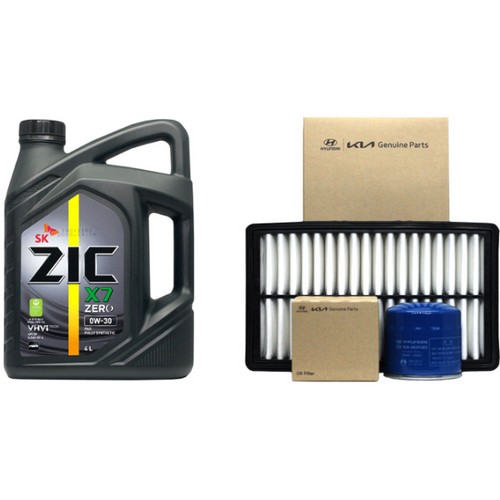 SK엔무브 ZIC 제로 X7 0W30 4L + 순정필터 현대 NF쏘나타 트랜스폼 가솔린
