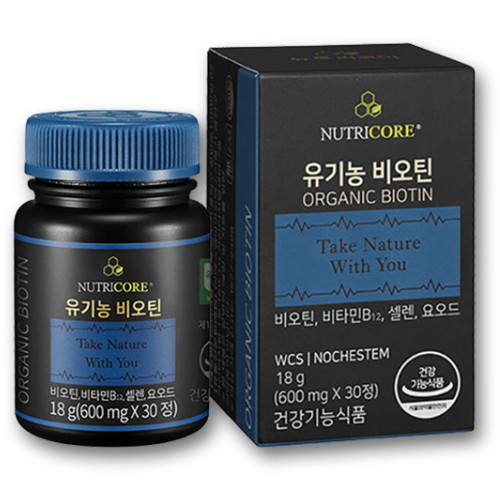 뉴트리코어 유기농 비오틴 600mg 30정