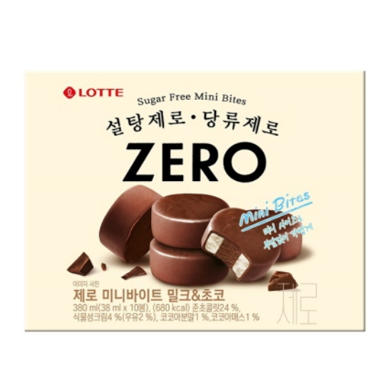롯데제과  제로 미니바이트 밀크앤초코 380ml