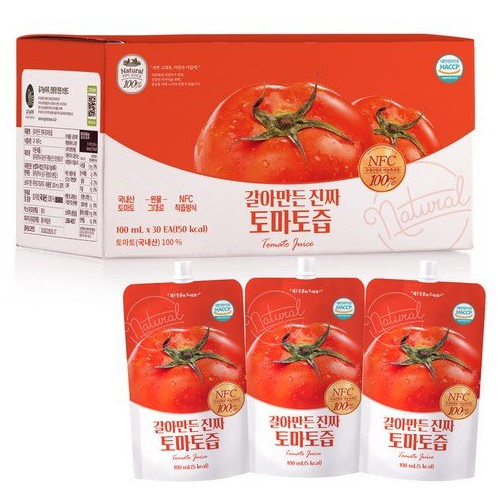 유기농마루 국내산 토마토 갈아만든 진짜 토마토즙 100ml 30팩 5박스