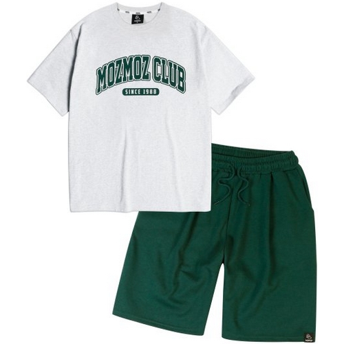 모즈모즈 아치로고 오버핏 원턱 트레이닝쇼츠 셋업 (백메란지)