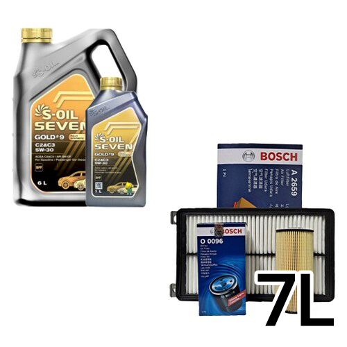 에스오일  세븐 골드 #9 C2&C3 5W30 7L + 보쉬필터 현대 스타리아 디젤