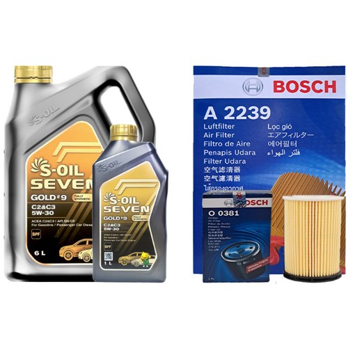 에스오일  세븐 골드 #9 C2&C3 5W30 7L + 보쉬필터 기아 봉고3 디젤