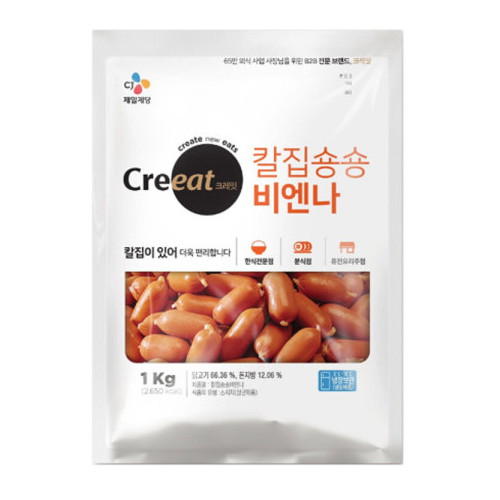 CJ제일제당 크레잇 칼집 숑숑 비엔나 소세지 소시지 1kg