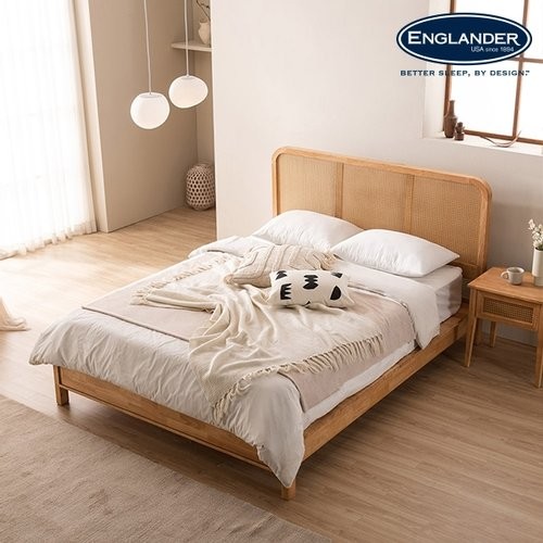 잉글랜더 몰디브 라탄 고무나무 원목 침대 LK