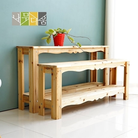 DIY  프리미엄 2단 원목 화분받침대 1000x250x600mm 대형 화분정리대
