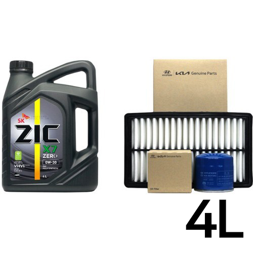 SK엔무브 ZIC 제로 X7 0W30 4L + 순정필터 기아 K3 가솔린