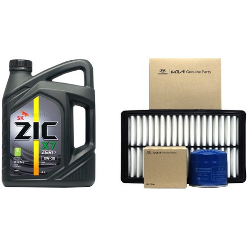 SK엔무브 ZIC 제로 X7 0W30 4L + 순정필터 기아 올뉴 프라이드 1.6 가솔린