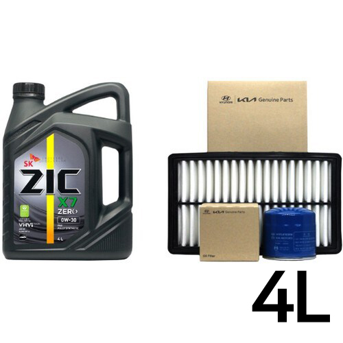 SK엔무브 ZIC 제로 X7 0W30 4L + 순정필터 현대 LF쏘나타 LPI
