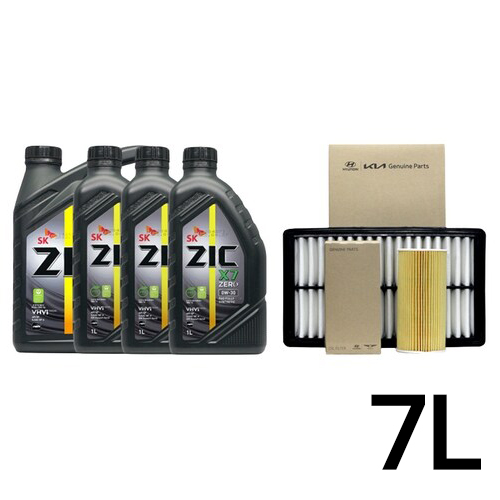 SK엔무브 ZIC 제로 X7 0W30 7L + 순정필터 현대 팰리세이드 가솔린