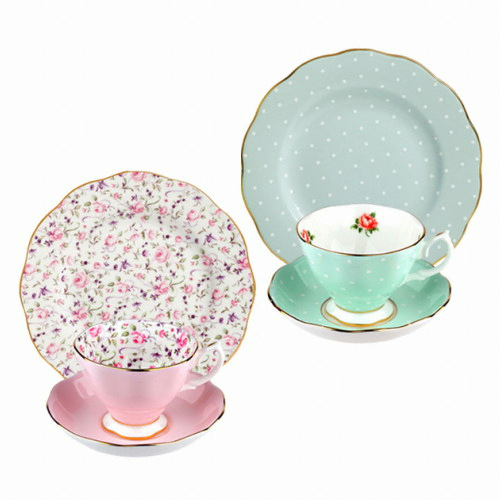 로얄알버트 뉴황실장미 티세트 6P 커피2인조+접시2P 컨,폴