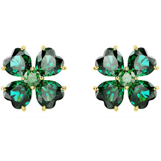 스와로브스키  여성 Idyllia 그린 골드 톤 클로버 스터드 귀걸이 5666236