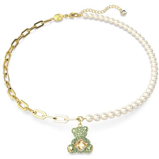 스와로브스키  Teddy 그린 골드 톤 크리스털 펄 목걸이 5669162