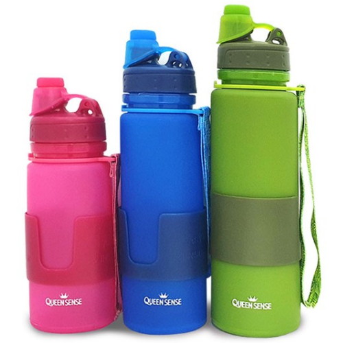 퀸센스 실리콘 플렉시블 스포츠물병 생수통 물통 자전저물통 등산 낚시 캠핑 스포츠용