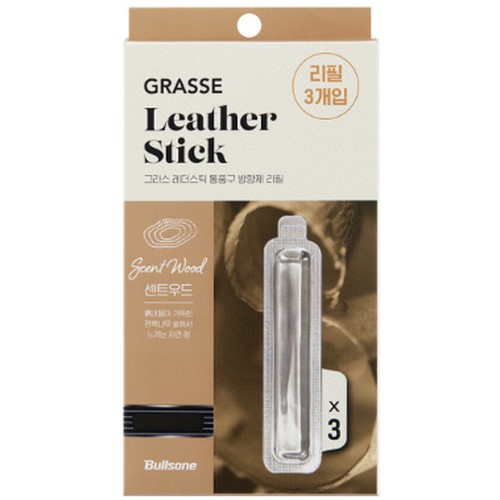 불스원  그라스 레더스틱 통풍구 차량용 방향제 리필 3개입