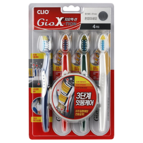 크리오  지오엑션 혼합미세모 칫솔 4개입 1개 / 부드러운 잇몸케어