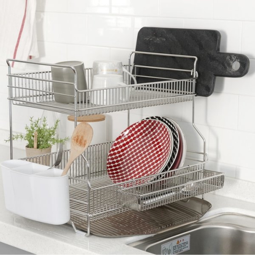 벨리체  304 18-8 올 스텐 물빠짐 2단 세로형 그릇 설거지 식기건조대 대형