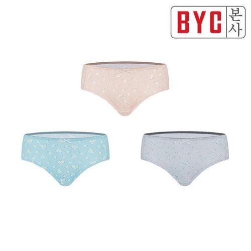 BYC 부드러운폴리스판전체나염미디삼각3매입WPF2114