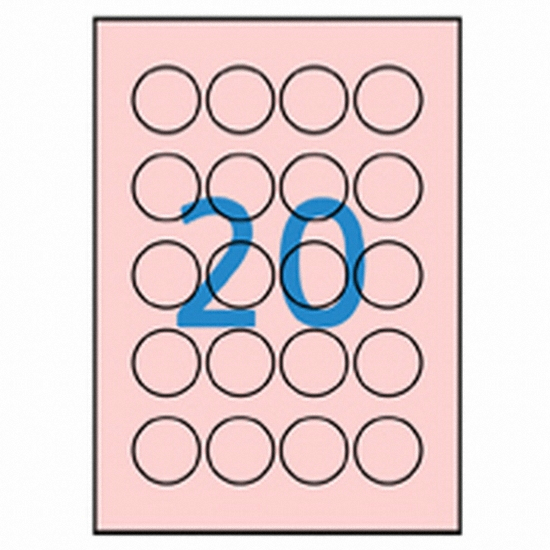 올바른  칼라라벨 연분홍 원형(20칸)