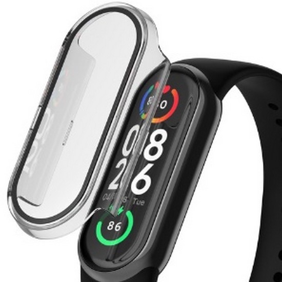 누아트  변색없는 샤오미 미밴드 8 풀커버 강화유리 하드 케이스 (투명)