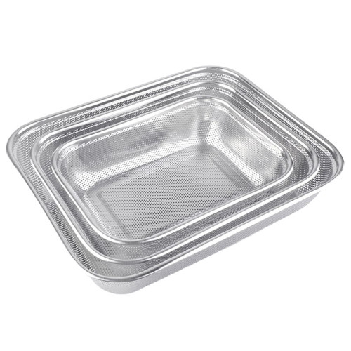 퀸센스  사각 펀칭볼 40cm 40 32 8.5cm 채반 스텐 타공 바구니