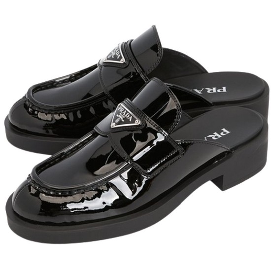 프라다 로고 브러시드 1D652M JHR F0002 여자 뮬 슬리퍼