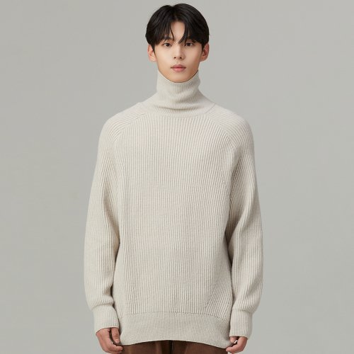 티아이포맨 트임 넥 터틀 니트 M228MSW782M