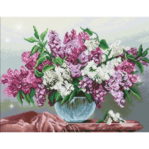 알파웨이  아이러브페인팅 DIY 캔버스형 라일락 화병 보석십자수 40x50