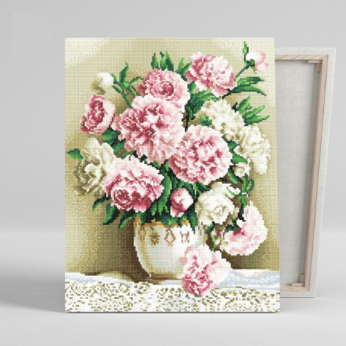 알파웨이  아이러브페인팅 DIY 캔버스형 보석십자수 모란화병