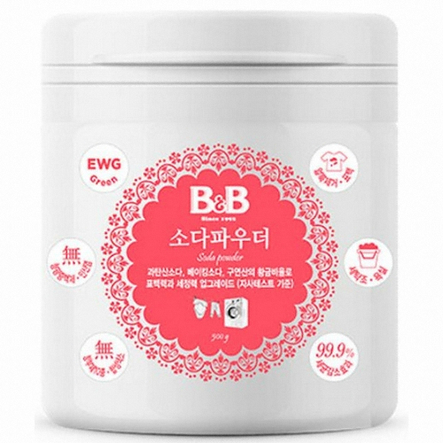 B&B 소다파우더 유아 아기 안심 표백제 얼룩제거 500g 4개