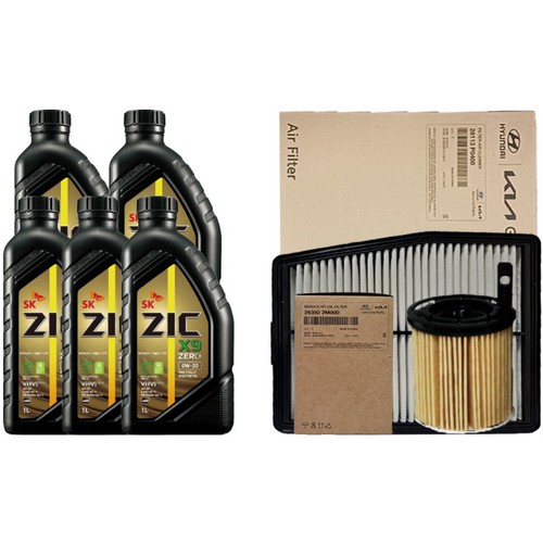 SK엔무브 ZIC 제로 X9 0W20 5L + 순정필터 기아 스포티지NQ5 1.6 하이브리드