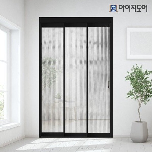 명성아이지  초슬림2.8 3연동 ㅡ자 모루+투명유리 오픈형 중문